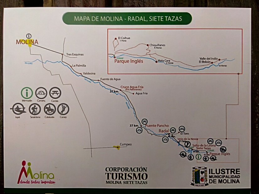 Mapa Molina Chile Molina Radal Siete Tazas